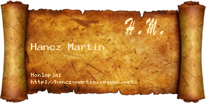 Hancz Martin névjegykártya